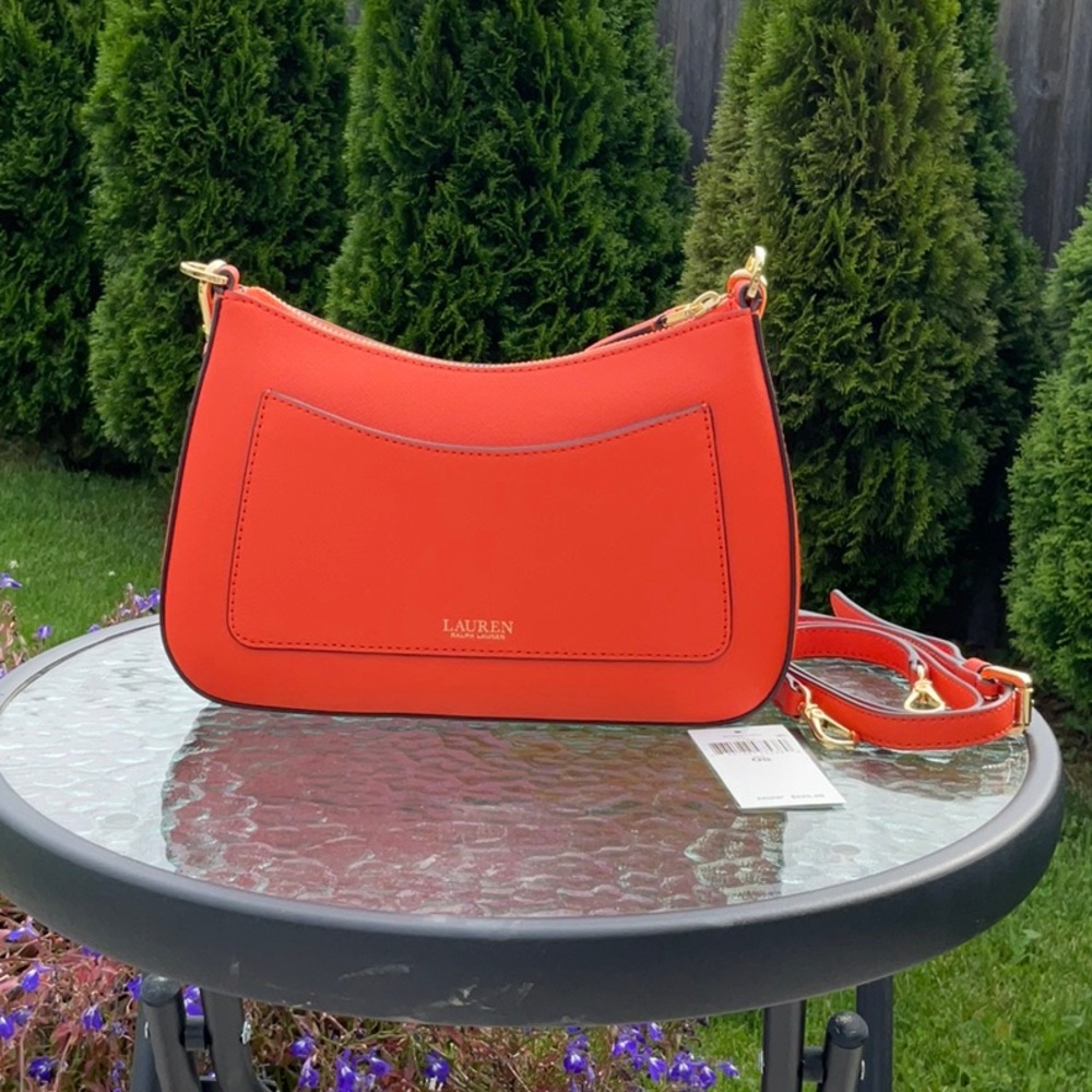 Ralph Lauren Orange Leather Crossbody Bag New